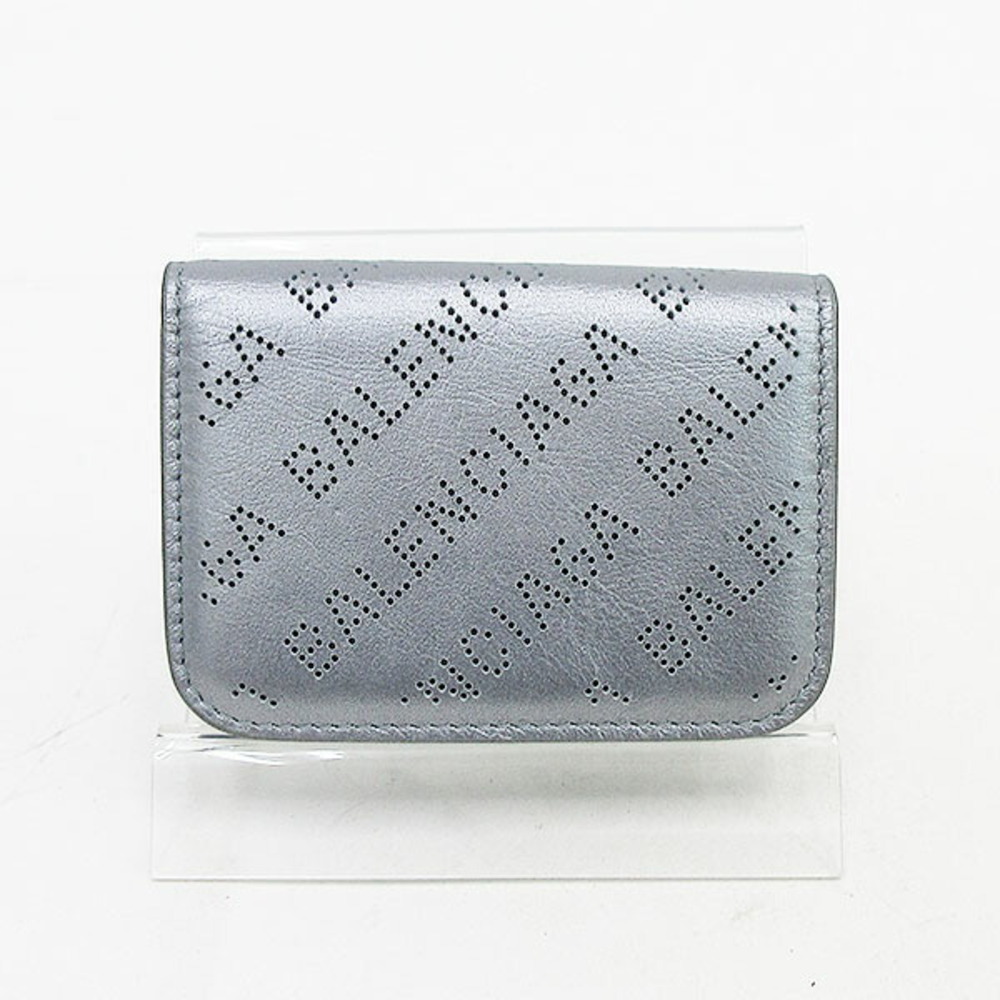 BALENCIAGA Punched Wallet Tri fold Silver